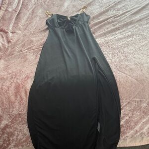 SHEIN Black Strapless Dress with Gold Accents